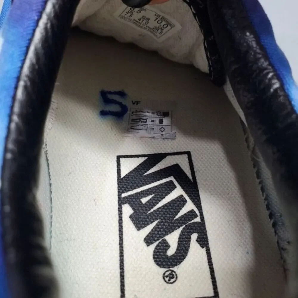 VANS Sk8 Low Top Sneakers Men 8.5 Women 10 Blue Black‎ Fabric Lightning 500714